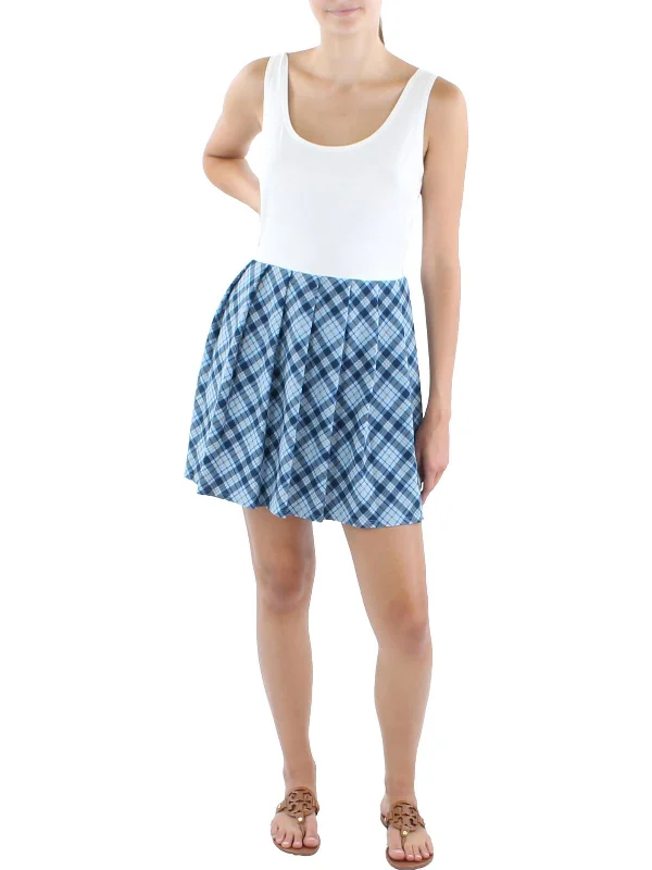 Daily Specials trendy wrap dressJuniors Womens Plaid Sleeveless Fit & Flare Dress