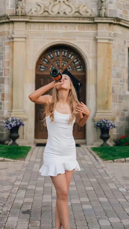 Mega Sale romantic dressWhite Spaghetti Straps Graduation Dress,White Homecoming Dress  Y2986