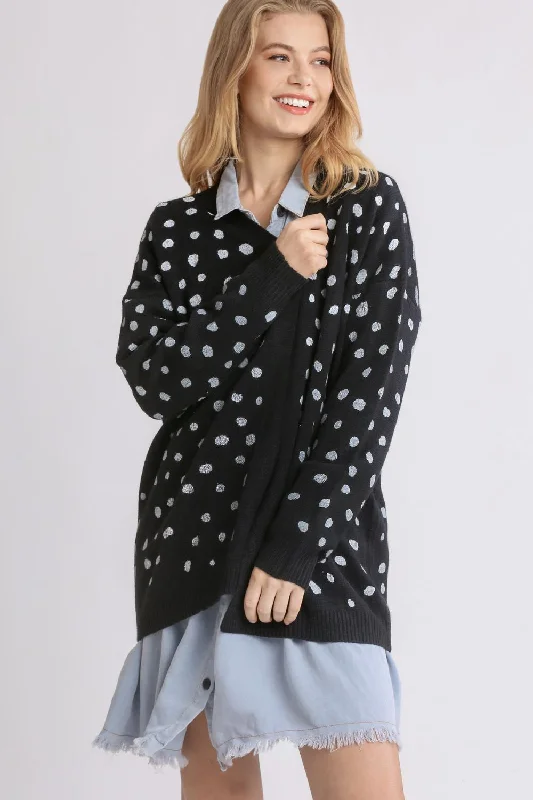 Friends and Family Sale versatile gym hoodieUmgee Polka Dot Open Front Drop Shoulder Cardigan