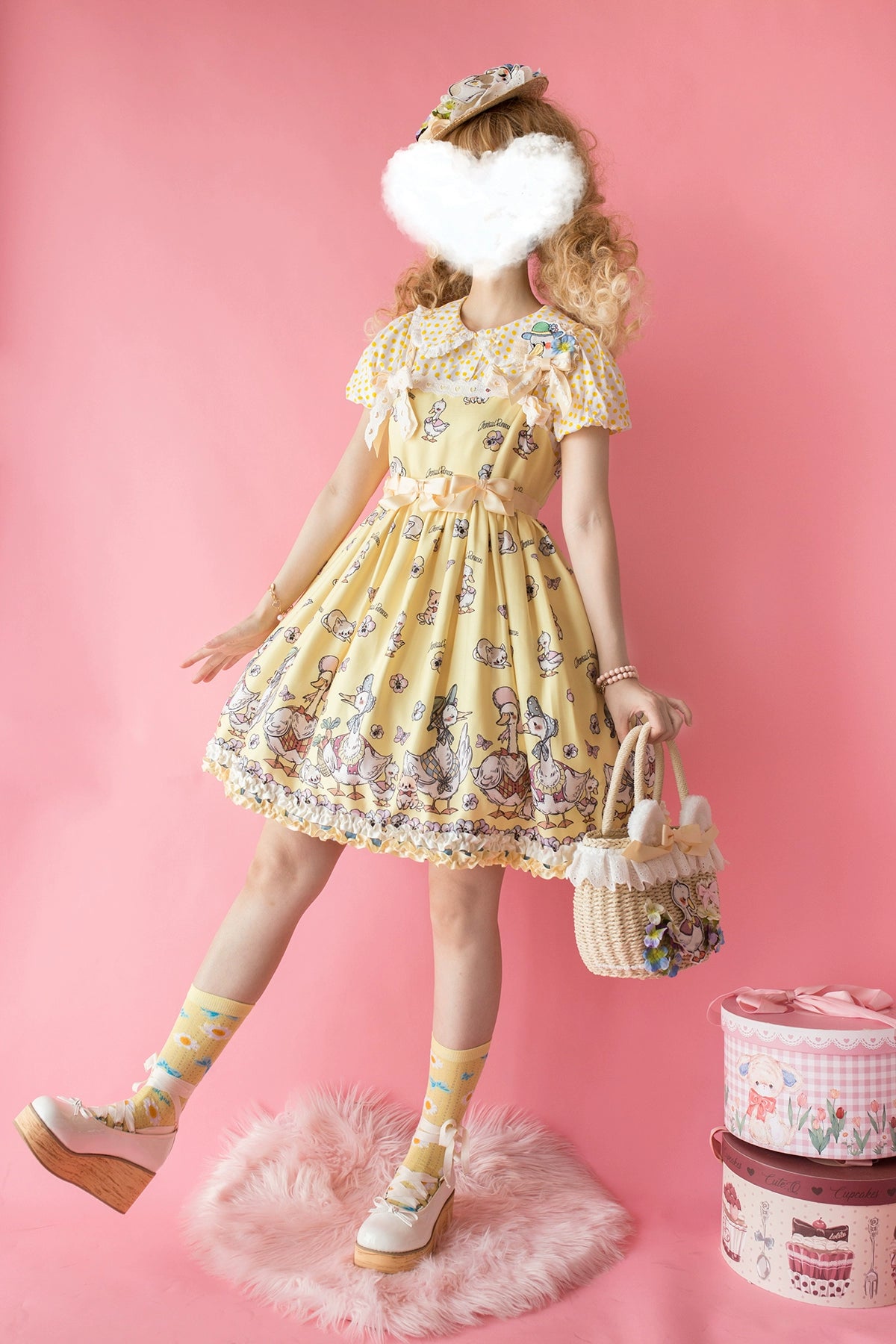 Closeout shift dressChemical Romance~Hello Duck~Kawaii Lolita JSK Duck Print Lolita Dress