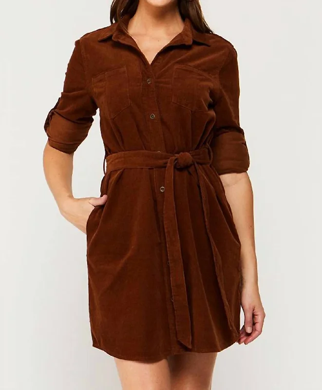Today Only flowy evening dressAnita Roll Tab Shirt Dress In Brown