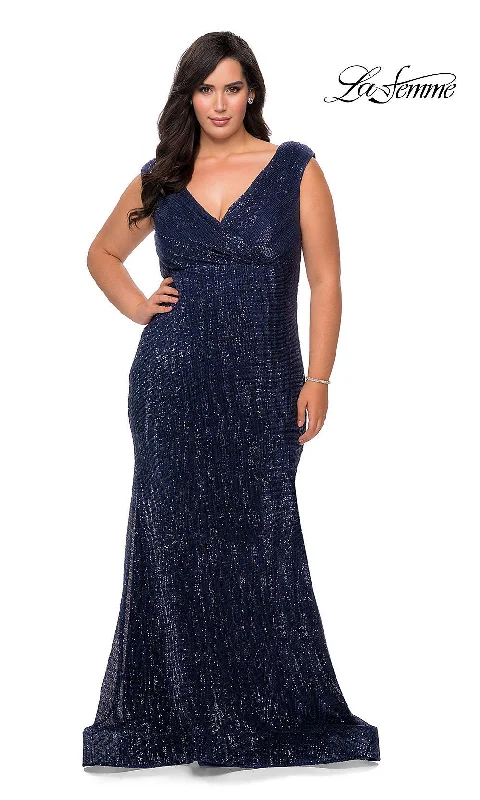 Price Blitz casual summer dressLa Femme Sequin Long Plus-Size Formal Dress