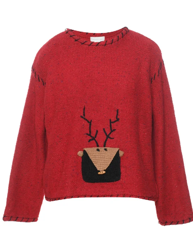 Epic Deals utility coatRed Christmas Jumper - S