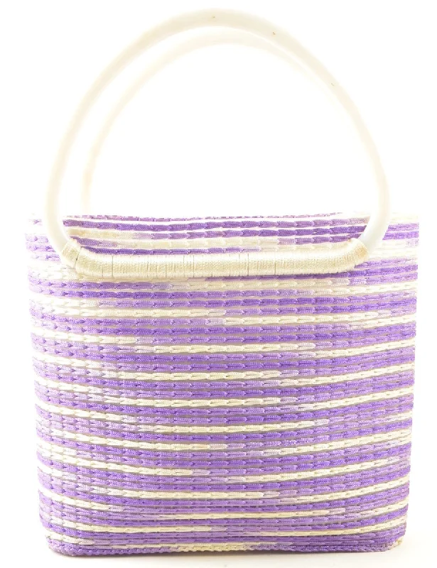 Doorbuster Deal lightweight outerwearWoven Lilac & White Basket Bag - M