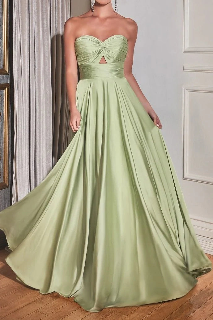 Super Sale elegant maxi dressSweetheart Strapless Empire A-Line Long Bridesmaid Dress