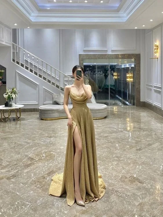 Don't Wait sleek midi dressCharming Spaghetti Straps Long Prom Dress with Split Y2804