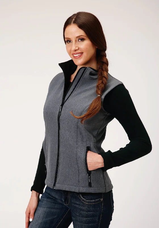 Mega Sale casual coatWOMENS TECH  HEATHERED GREY SOFTSHELL VEST