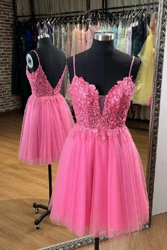 Unmissable Offer one-shoulder dressPink Sweetheart A-line Straps Tulle Homecoming Dress Unmissable Offer one-shoulder dressPink Sweetheart A-line Straps Tulle Homecoming Dress