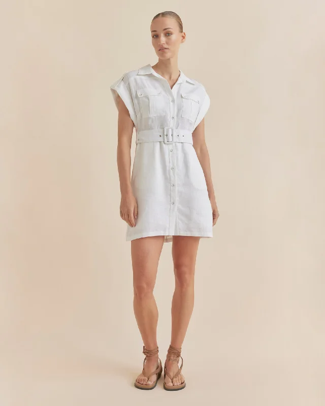 Season Finale Sale Esra Utility Mini Dress - White