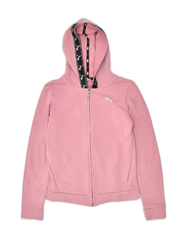 Closeout Sale activewear hoodiePUMA Womens Zip Hoodie Sweater UK 6 XS Pink Cotton