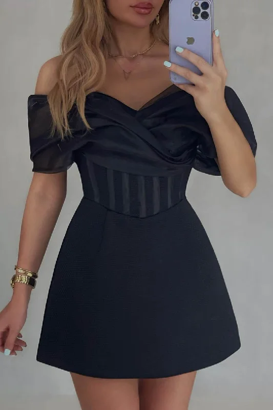 Early Bird Discount casual evening dressA line Off Shoulder Short Homecoming Dress Party Gown QH2479