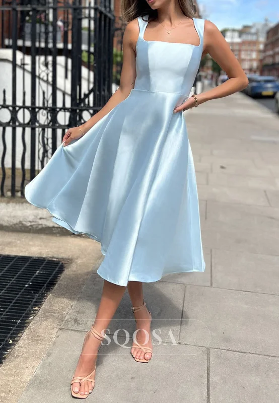 Huge Discounts luxury dressElegant Satin A-Line Square Sleeveless Party Prom Evening Dress QP3551 Huge Discounts luxury dressElegant Satin A-Line Square Sleeveless Party Prom Evening Dress QP3551