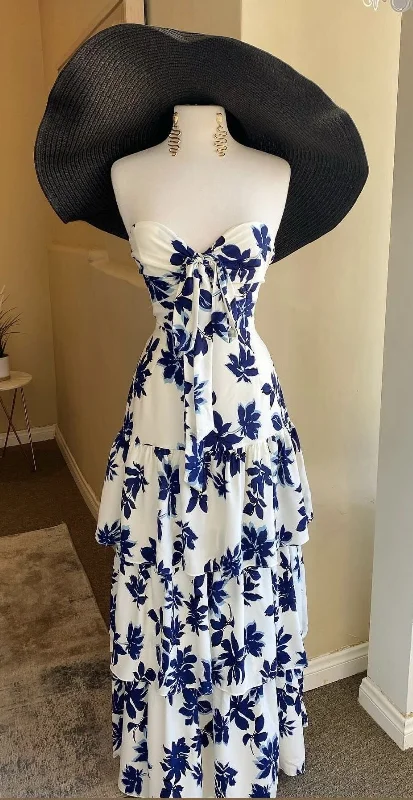 Today’s Special velvet dressSweetheart A-line Floral Prom Dress,Floral Beach Dress Y4031