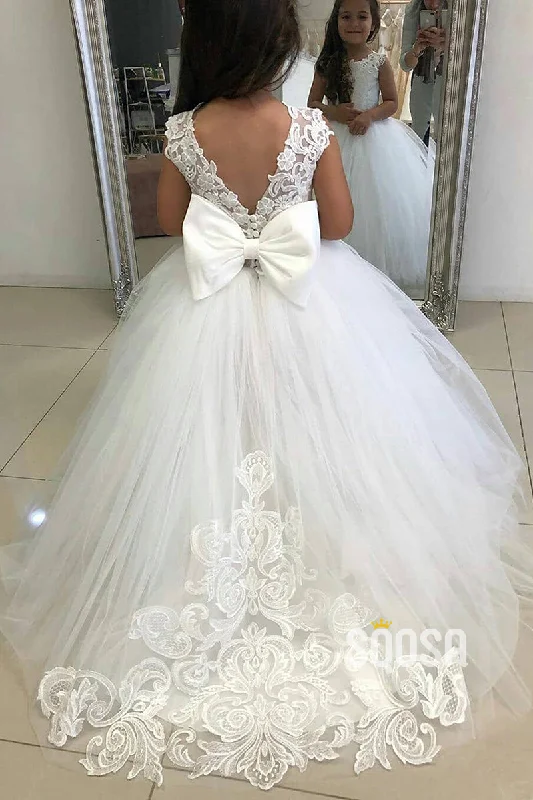 Best Bargains boho dressA-line Scoop Lace Appliques Ivory Flower Girl Dress First Communion Dress QF1024