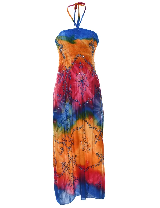 Special Promotion long coatRainbow Sequined Maxi Dress - S
