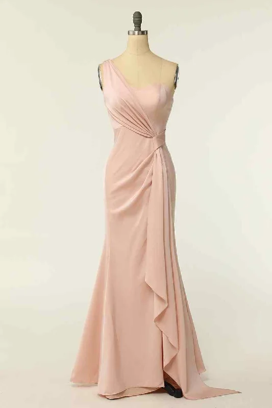 Overstock wrap-around dressChampagne Mermaid One Shoulder Chiffon Pleated Long Bridesmaid Dress Overstock wrap-around dressChampagne Mermaid One Shoulder Chiffon Pleated Long Bridesmaid Dress