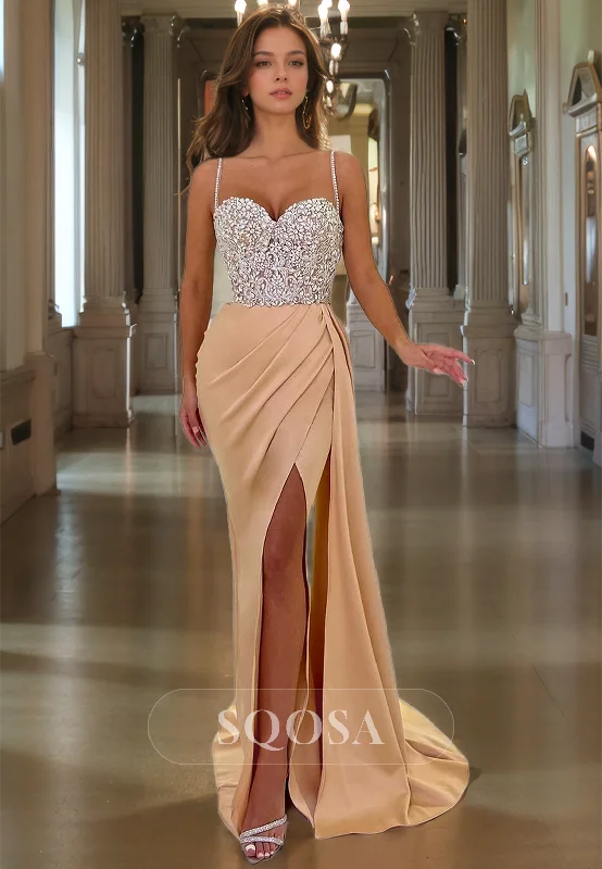 Hurry In oversized dressSweetheart Spaghetti Straps Pleated Prom Dress Blouson Beaded Mermaid Formal Dress Hurry In oversized dressSweetheart Spaghetti Straps Pleated Prom Dress Blouson Beaded Mermaid Formal Dress