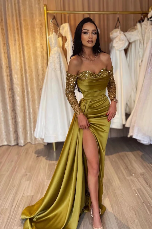 Deal Dash structured dressSheath Sweetheart Long Sleeves Sequins Sparkly Prom Dress with Slit QP0923 Deal Dash structured dressSheath Sweetheart Long Sleeves Sequins Sparkly Prom Dress with Slit QP0923