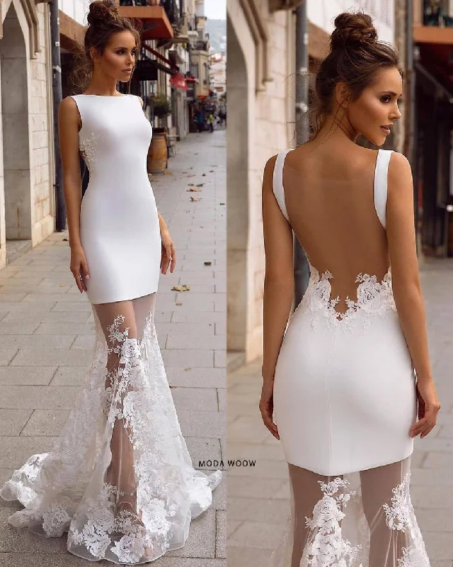 Warehouse Sale oversized dressUnique Bateau Lace Appliques Romantic Mermaid Wedding Dress Bridal Gown QW0905