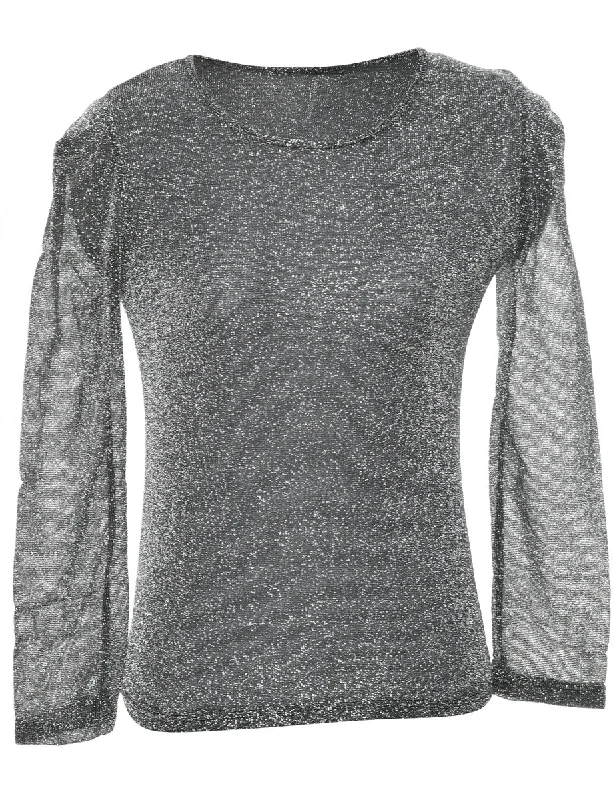New Markdowns padded coatSilver Sparkly Sheer Top - M
