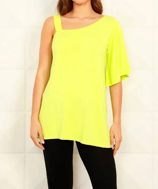 Savings Event satin dressCaitlyn Asymmetrical Top In Lime