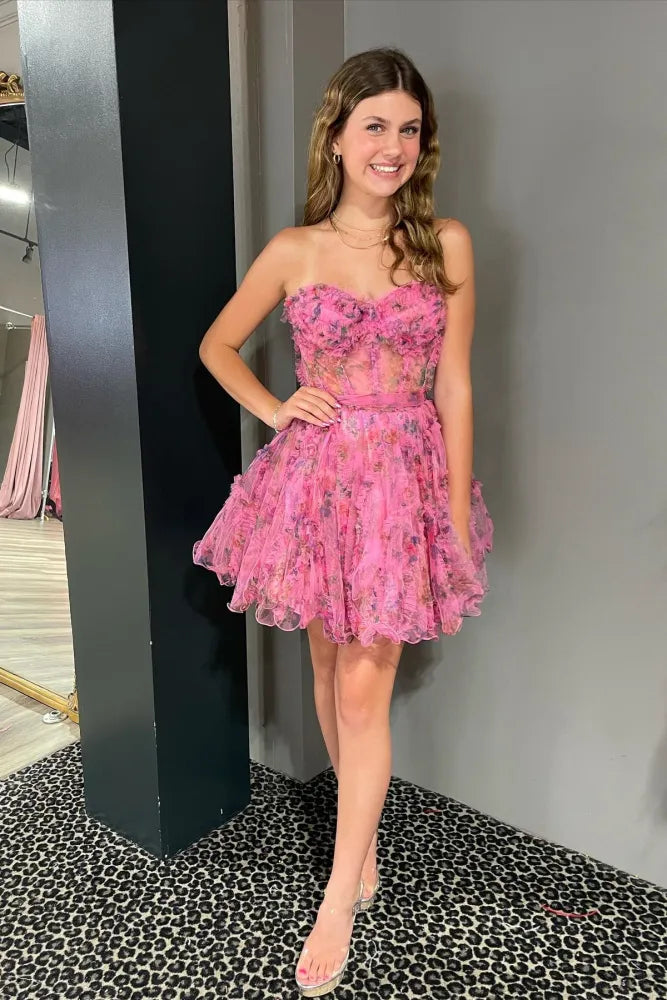 Bargain Prices lace dressPink Tulle Spaghetti Strap Floral Lace-Up Homecoming Dress Bargain Prices lace dressPink Tulle Spaghetti Strap Floral Lace-Up Homecoming Dress