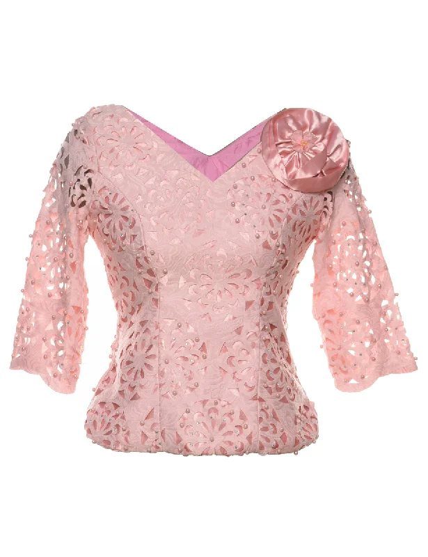 Buy More, Save More fashion coat with hoodBow Detailed Beaded Party Top - S