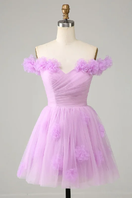 Low Prices pleated dressLilac A-line Sweetheart Strapless Lace-Up Back Mini Homecoming Dress