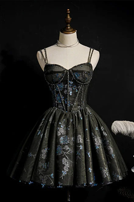 TIME-Limited Offer pleated dressDark Grey Beaded Double Straps Sequins-Embroidered Homecoming Dress TIME-Limited Offer pleated dressDark Grey Beaded Double Straps Sequins-Embroidered Homecoming Dress