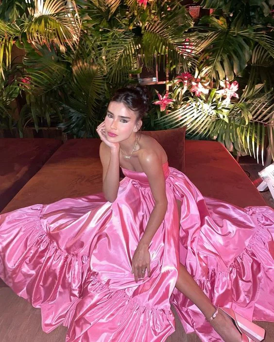 Season Finale Sale midi dressPink Leg Split Prom Dress,Women Sexy Elegant Party Dresses Y3025