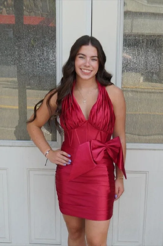Flash Sale casual dressHalter Red Tight Short Homecoming Dress