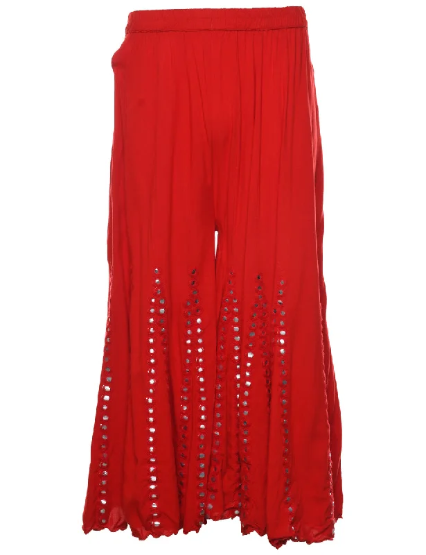 Crazy Deals elegant coatRed Mirror Detail Palazzo Trousers - W26 L21