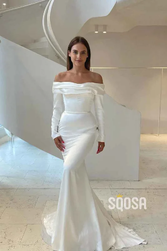 Lowest Price v-neck dressUnique Strapless Long Sleeves Elegan Mermaid Wedding Dress QW2527