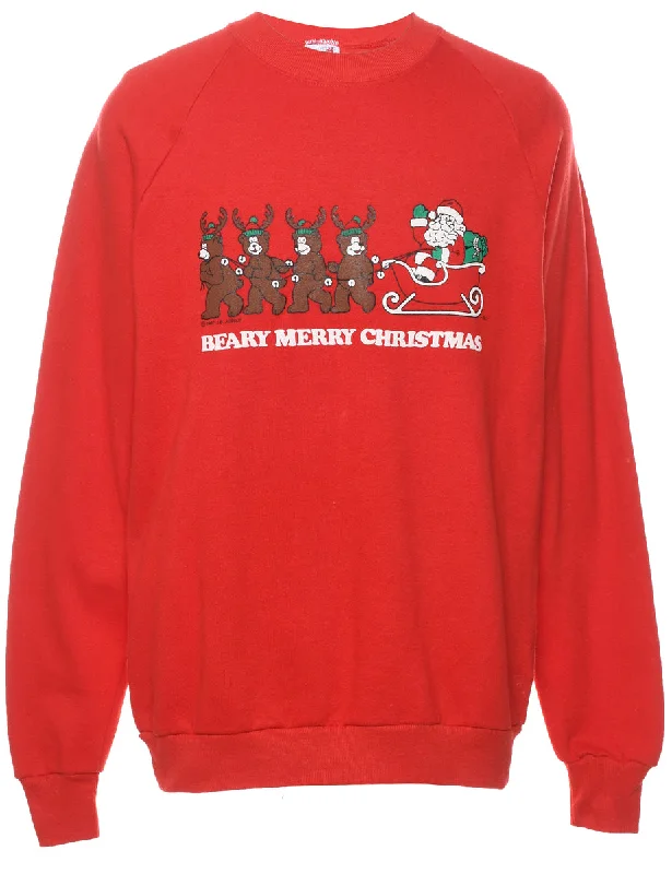Customer Appreciation Sale cold weather jacketSanta Claus Christmas Sweatshirt - L