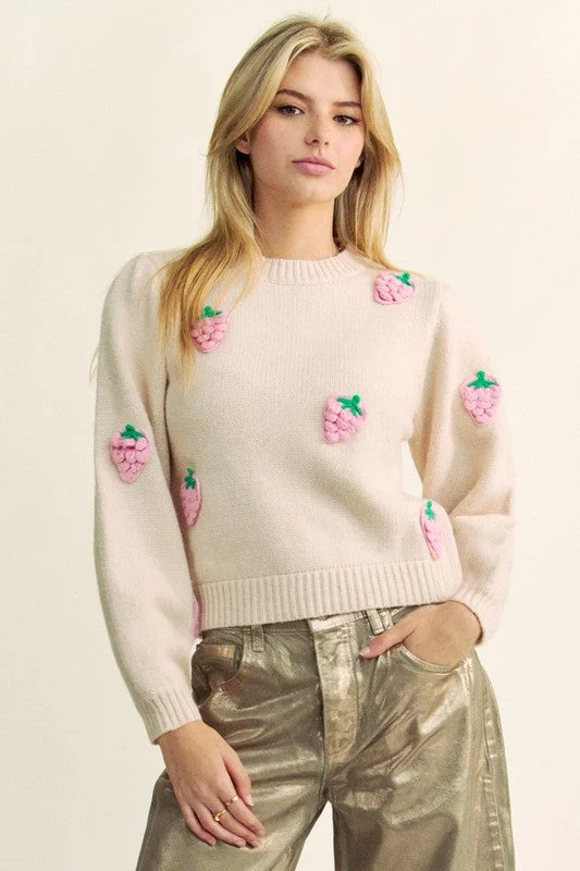 Massive Deals urban activewear hoodieDavi & Dani Crochet Strawberry Round Neck Sweater Massive Deals urban activewear hoodieDavi & Dani Crochet Strawberry Round Neck Sweater