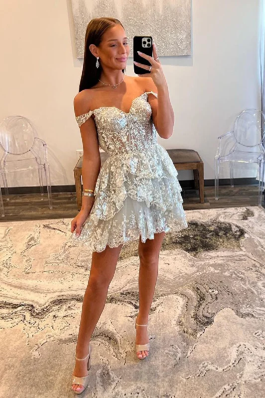 Price Drop high-waisted dressA line V Neck Sequins Appliques Short Homecoming Dress QH2551