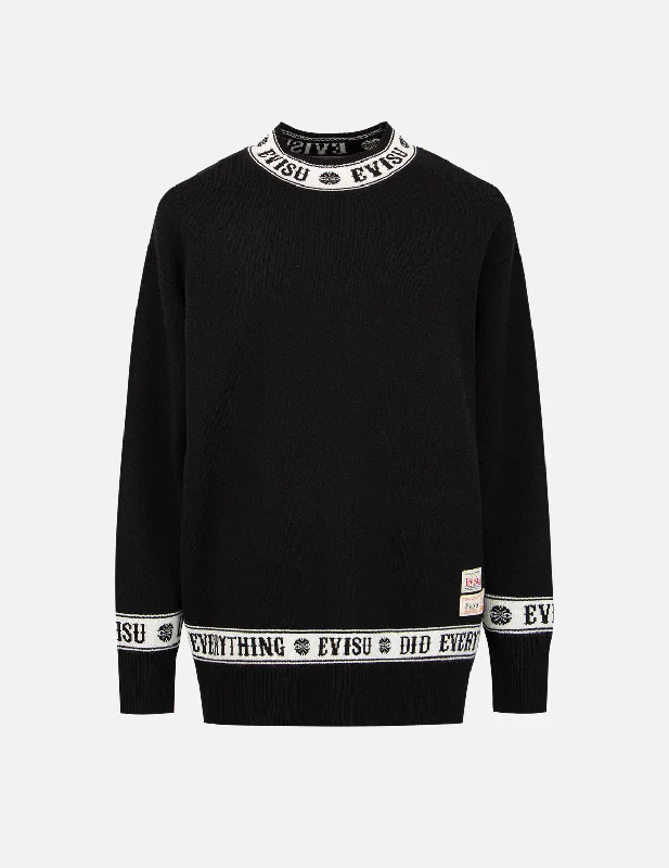 Overstock stylish training hoodieLogo and Kamon Jacquard Knitted Sweater