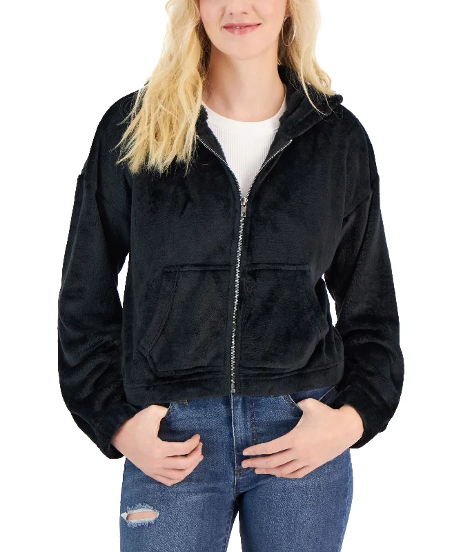 Don't Miss minimalistic workout hoodieJuniors' Faux-Fur Zip-Front Hoodie