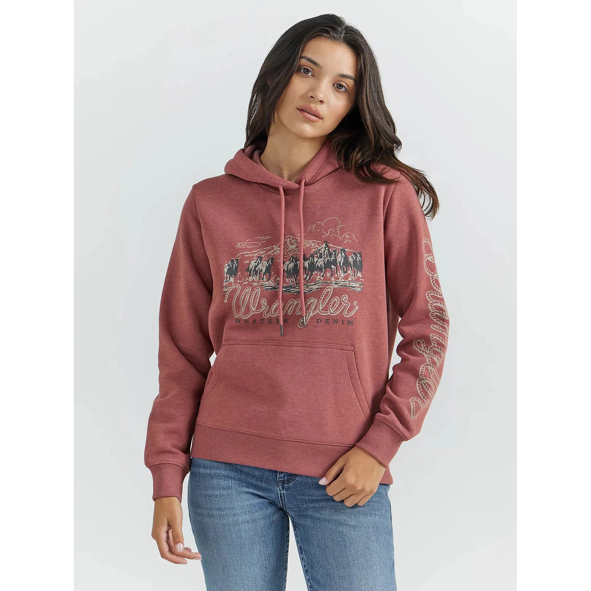 Price Meltdown utility coatWomen's Wrangler Horse Stampede Hoodie in Cowhide