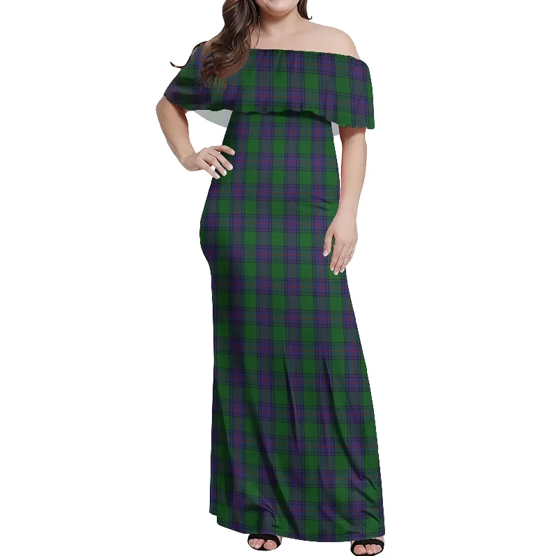 Limited Edition Shaw Tartan Off Shoulder Long Dress
