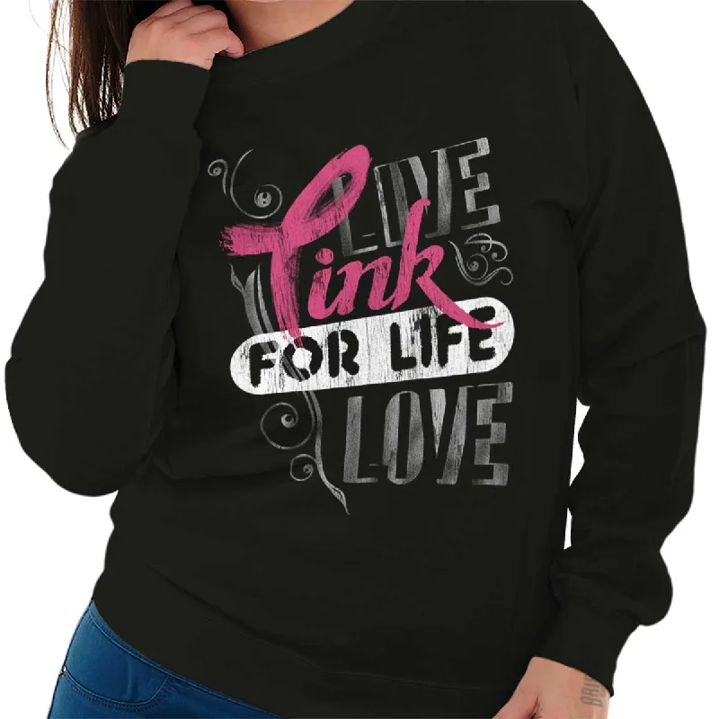 New Markdowns workout-ready hoodiePink For Life Crewneck Sweatshirt