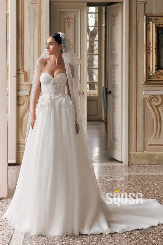 Time-Limited Offer fitted cocktail dressA-Line Strapless Floral Tulle Casual Wedding Dress Bridal Gowns With Train QW8081 Time-Limited Offer fitted cocktail dressA-Line Strapless Floral Tulle Casual Wedding Dress Bridal Gowns With Train QW8081