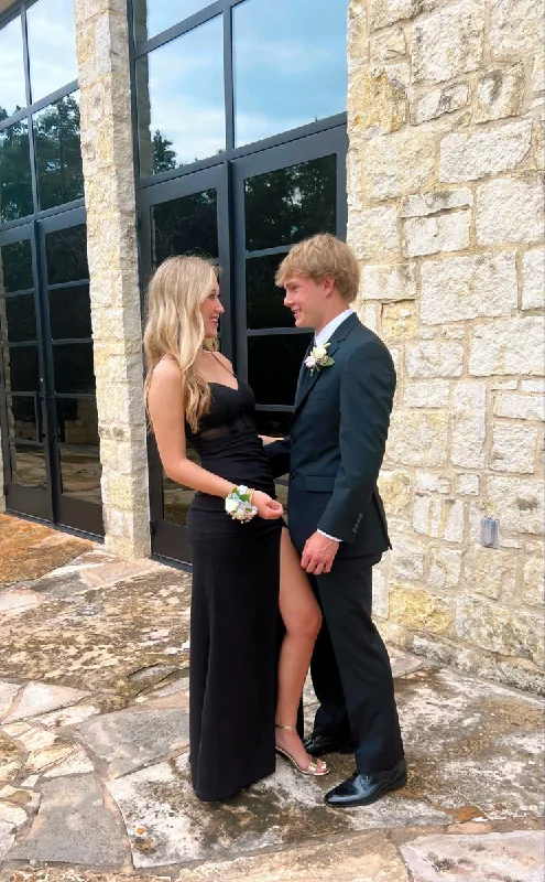Final Markdown summer dressSimple Black V Neck Prom Dress with Split Y2706