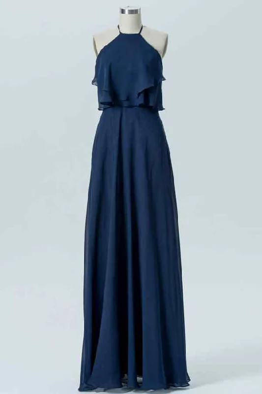 Online Specials puff sleeve dressDark Navy A-line Bow Tie Back Chiffon Crepe Long Bridesmaid Dress Online Specials puff sleeve dressDark Navy A-line Bow Tie Back Chiffon Crepe Long Bridesmaid Dress