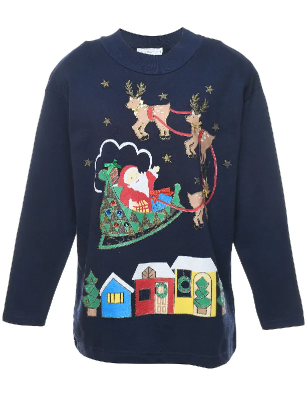 TIME-Limited Offer casual utility jacketSanta Claus & Reindeer Christmas Sweatshirt - M TIME-Limited Offer casual utility jacketSanta Claus & Reindeer Christmas Sweatshirt - M