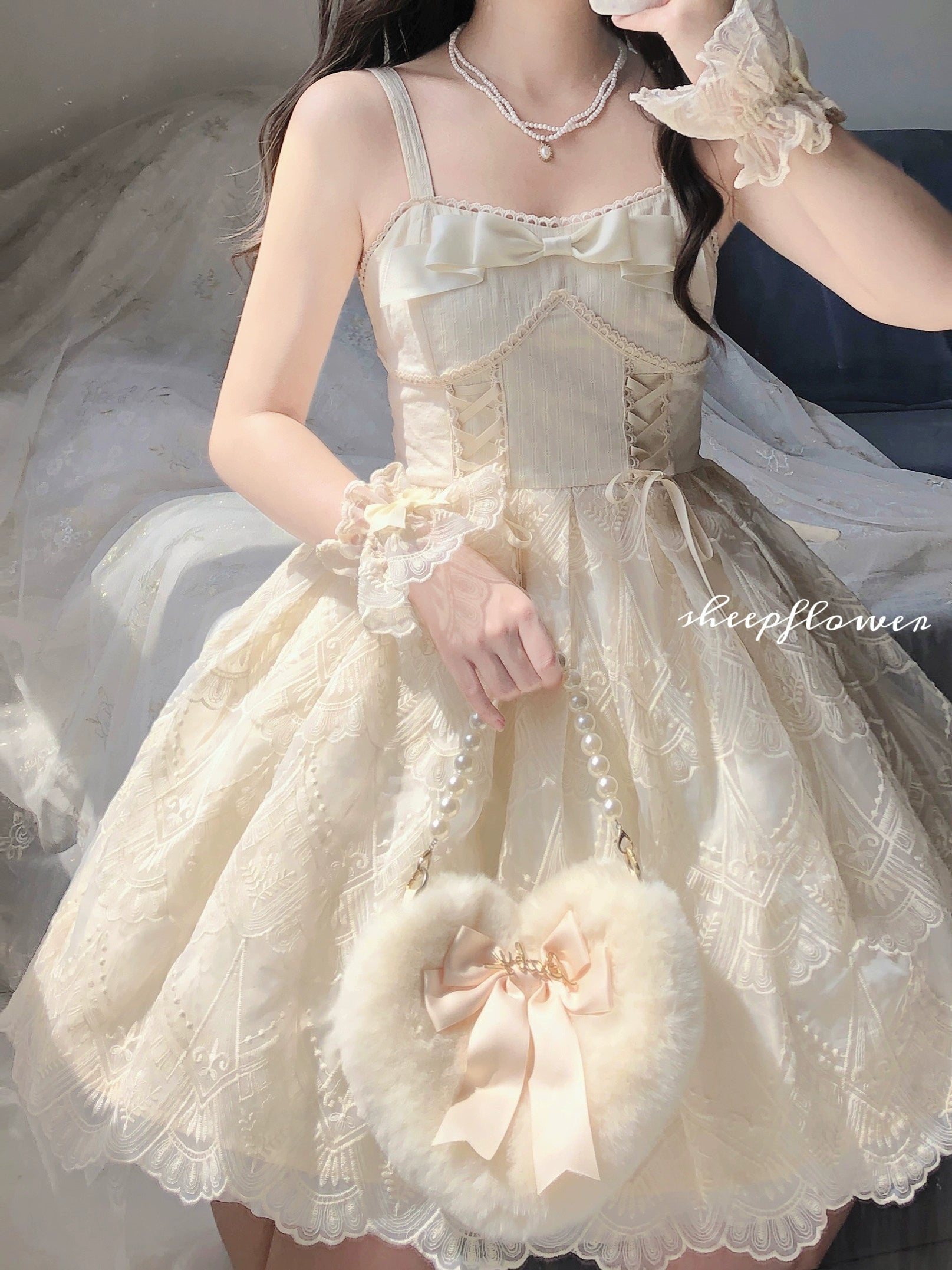 Incredible Offers vintage-inspired dressUncle Wall Original~White Wave Tide~Sweet Lolita JSK Dress Solid Color Dress