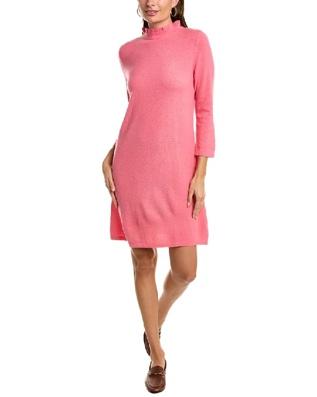 Online Only form-fitting dressForte Cashmere Ruffle Neck Cashmere Sweaterdress