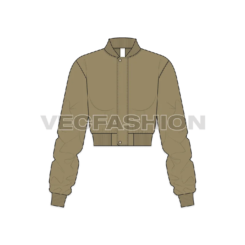Warehouse Sale tailored coatWomen Cropped Bomber Jacket