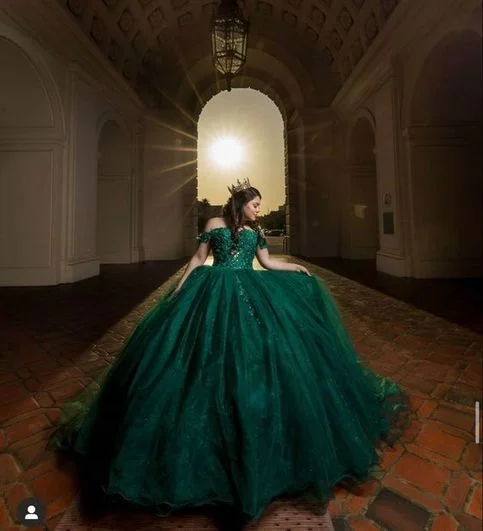 Limited Stock comfy maxi dressOff The Shoulder Green Prom Dress Sweet 16 Dress Ball Gown Y3029