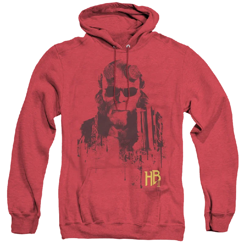 Overstock cozy hoodie for cold weatherHellboy 2 The Golden Army Splatter Gun - Heather Pullover Hoodie Overstock cozy hoodie for cold weatherHellboy 2 The Golden Army Splatter Gun - Heather Pullover Hoodie